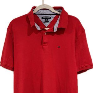 Tommy Hilfiger Mens Red Custom Fit Polo Shirt - XL